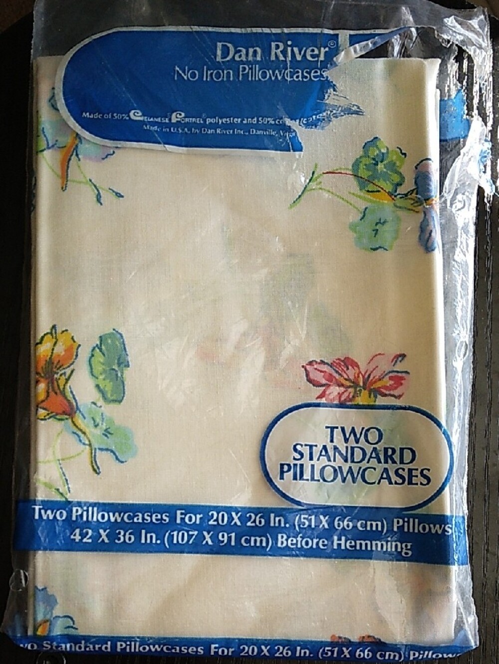 Vintage 70s Dan River Single Floral Cream Twin Standard Pillowcase